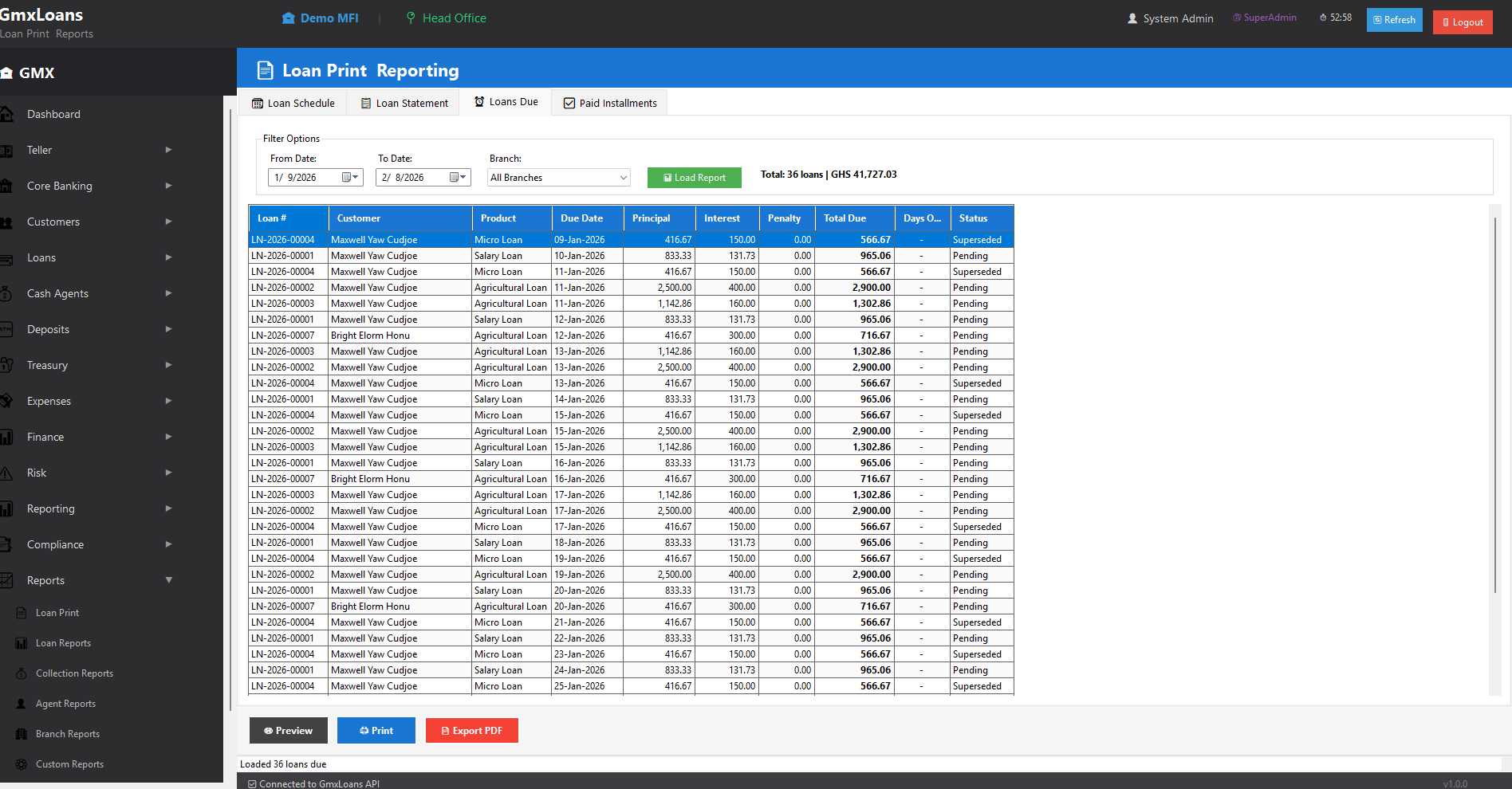 Loan Schedules &amp; Reports